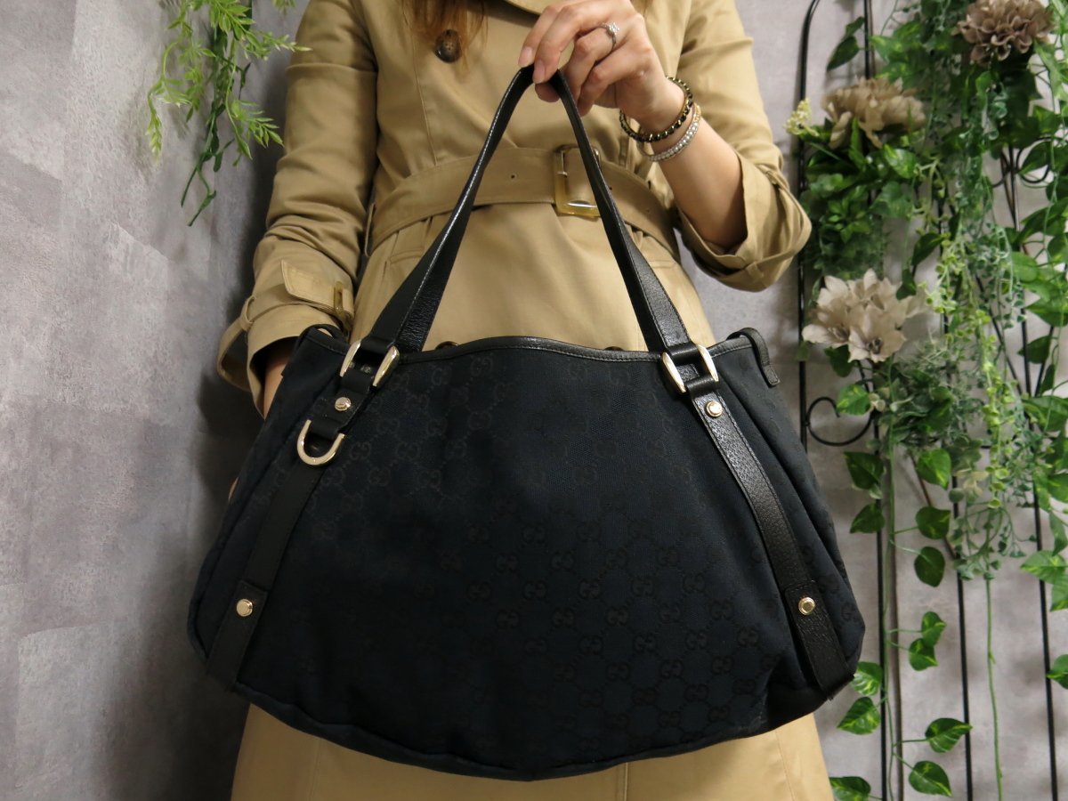 1円 GUCCI グッチ 31243 3444 GGキャンバス×レザー SV金具 トート 