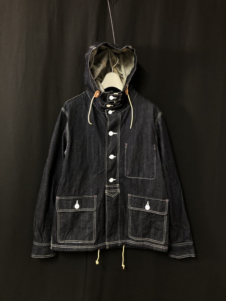 美品濃紺◆BACK NUMBER カバーオール　デニムパーカー L インディゴ　日本製生地使用　ヴィンテージデザイン　USN
