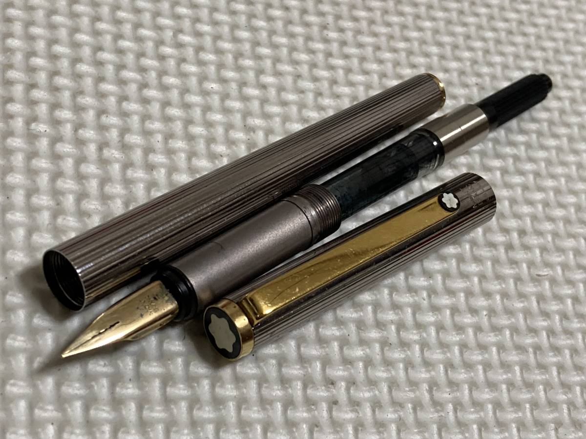 90s モンブラン MONTBLANC 万年筆 シルバー ストライプ軸