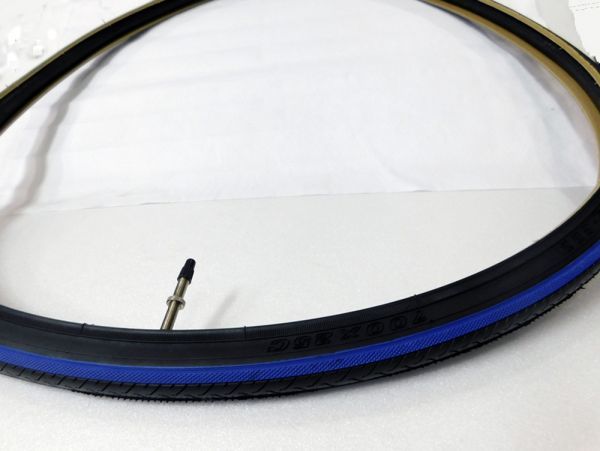 Duro(ダンロップOEM工場）HF187 700X25CブルーラインMax100psi+仏52ｍｍチューブ付き￥1750x２本