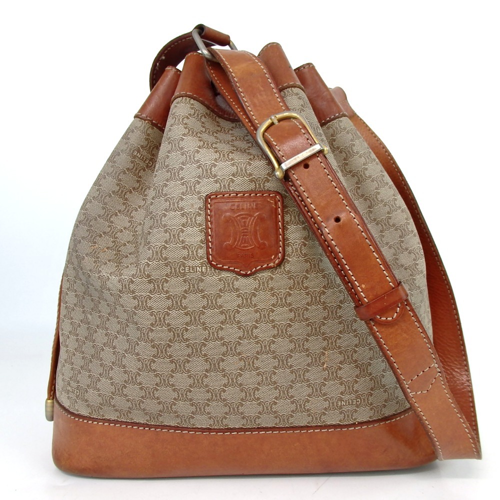  CELINE セリーヌ ショルダーバッグ マカダム柄 PVC&times;レザー 21 11-405(ショルダーバッグ)｜売買されたオークション情報、yahooの商品情報をアーカイブ公開 - オークファン かばん、バッグ