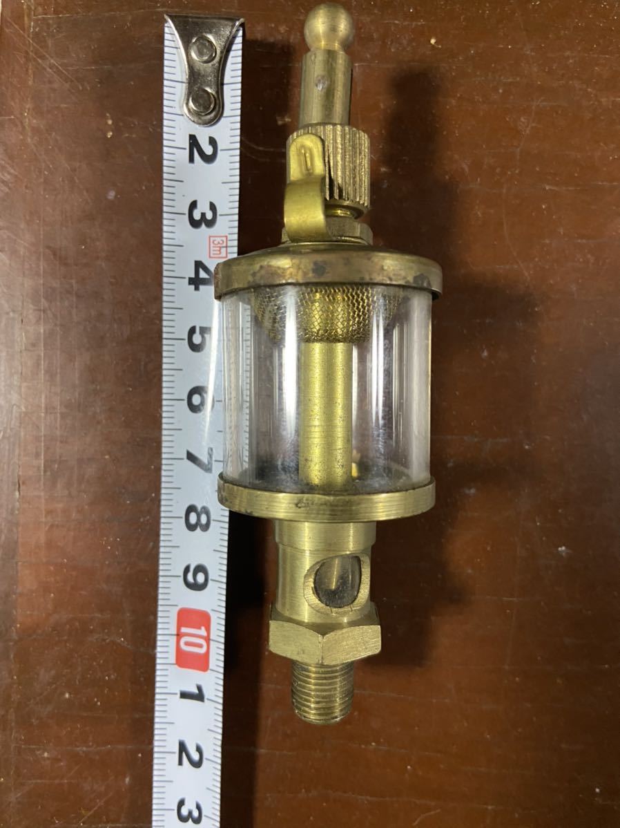 ① 当時物 真鍮製 ガラス オイラー 約31ΦFK刻印 検 石油発動機 クボタ 