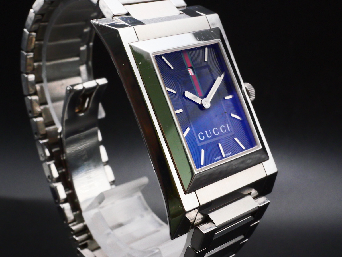 スクエア グッチ 腕時計 ブラック文字盤 Gロゴ 公式通販 稼動品 GUCCI