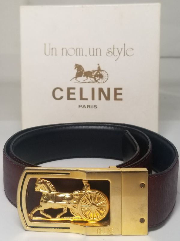【低価，セール】 品 セリーヌ CELINE ベルト 馬車 ゴールドバックル ワインレッドカラー(服飾小物)｜売買されたオークション情報、yahooの商品情報をアーカイブ公開 - オークファン 服飾小物