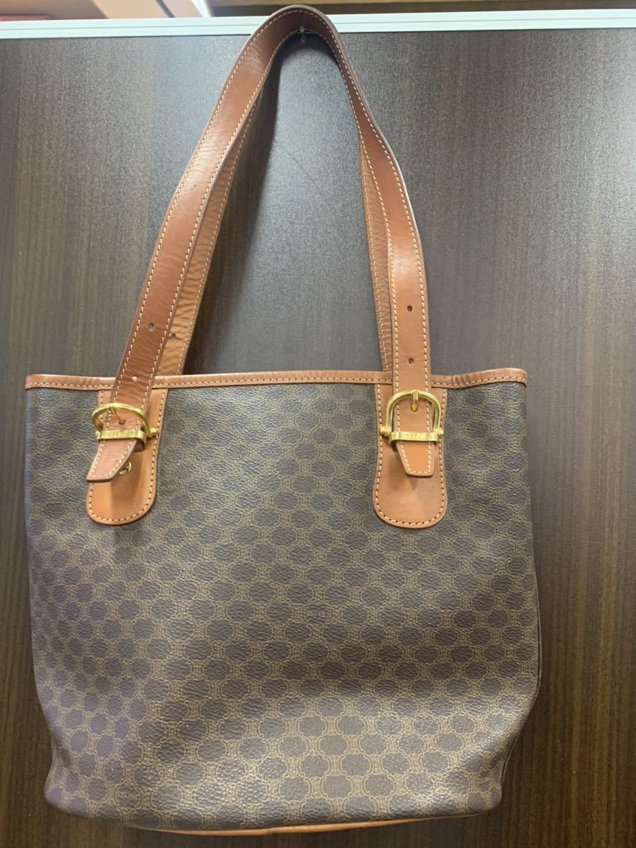 ★1円スタート★ CELINE マカダム柄 トートバッグ ブラウン 