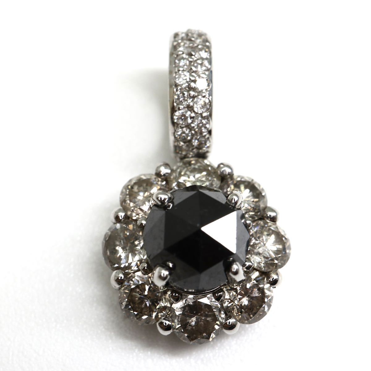 大粒!!【天然ブラックダイヤモンドペンダントトップ】1.86ct D1.57ct 