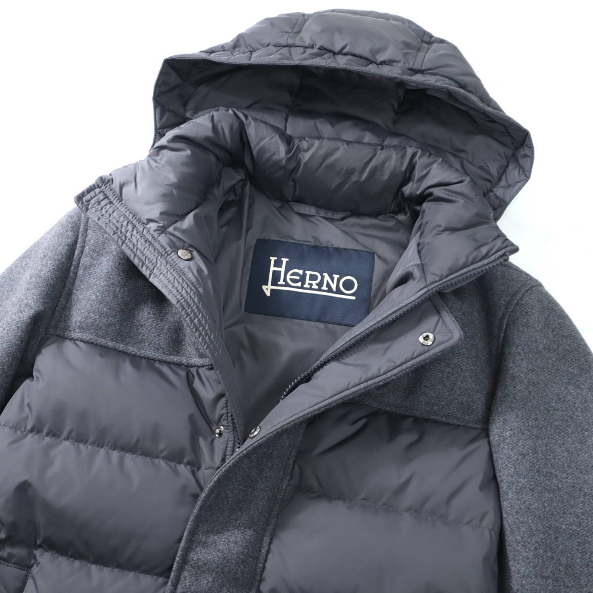 1円！ 未使用に近い ヘルノ Herno ダウンジャケット ウール 切替 