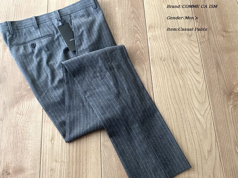 新作入荷，新品 COMME CA ISM MEN コムサイズム カノニコ Super120s チョークストライプ パンツ 22ネイビー Lサイズ 04FN07 定価16 500円(Lサイズ)｜売買されたオークション情報、yahooの商品情報をアーカイブ公開 - オー Lサイズ