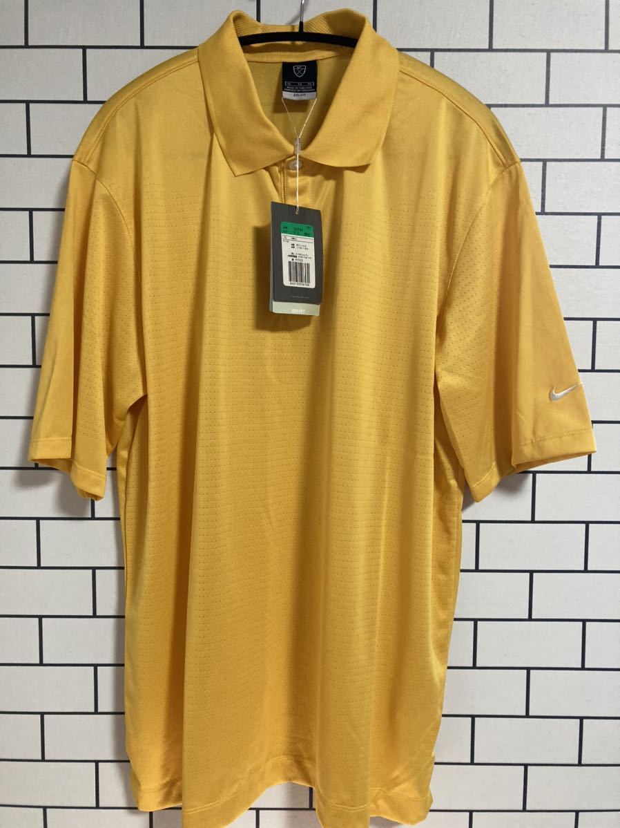 新品 タグ付き ナイキゴルフ NIKE メンズ ゴルフウェア 半袖ポロシャツ 紳士 XLサイズ DRI-FIT イエロー 単色