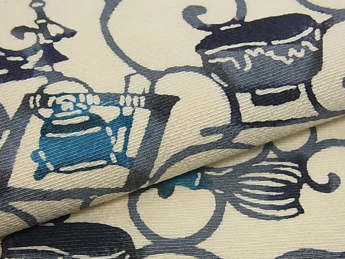 平和屋着物□九寸名古屋帯 型染め 吉祥花唐草文 逸品 fb2513 【公式通販】