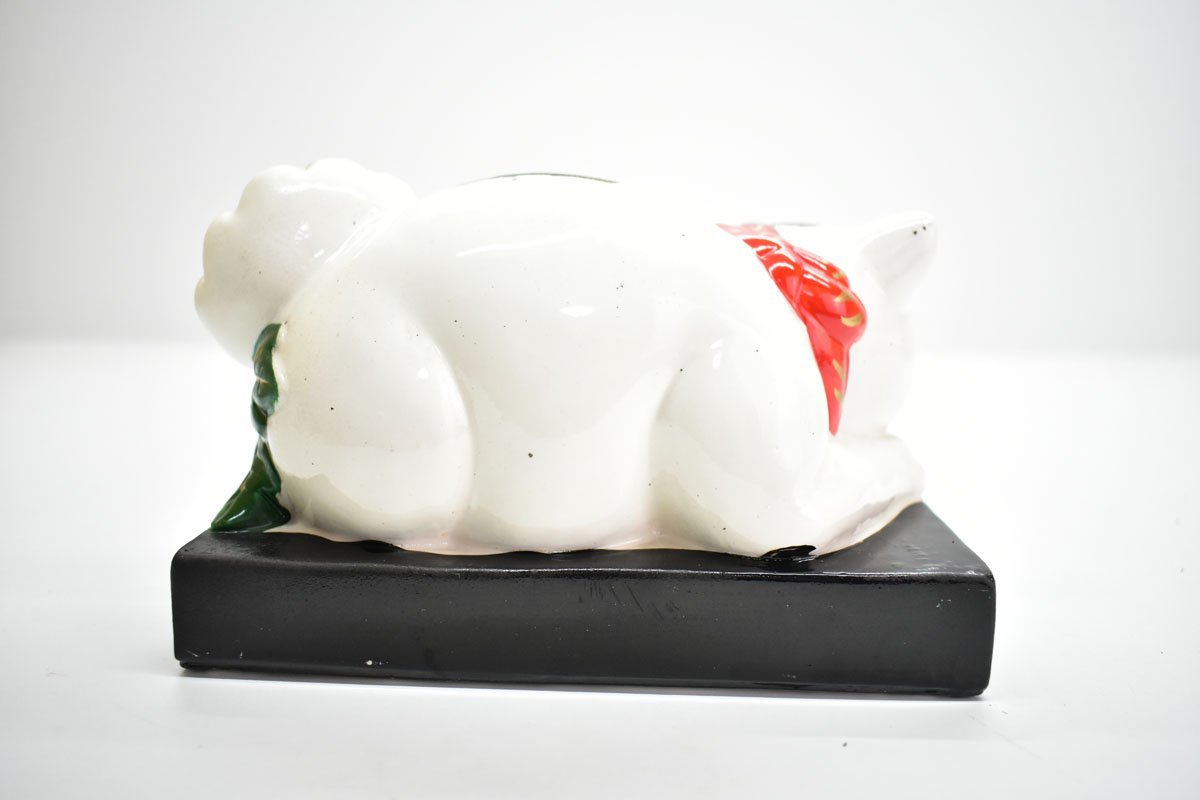 日光山 眠り猫 陶器製 貯金箱 大サイズ 全長18cm [招き猫][置物][開運 