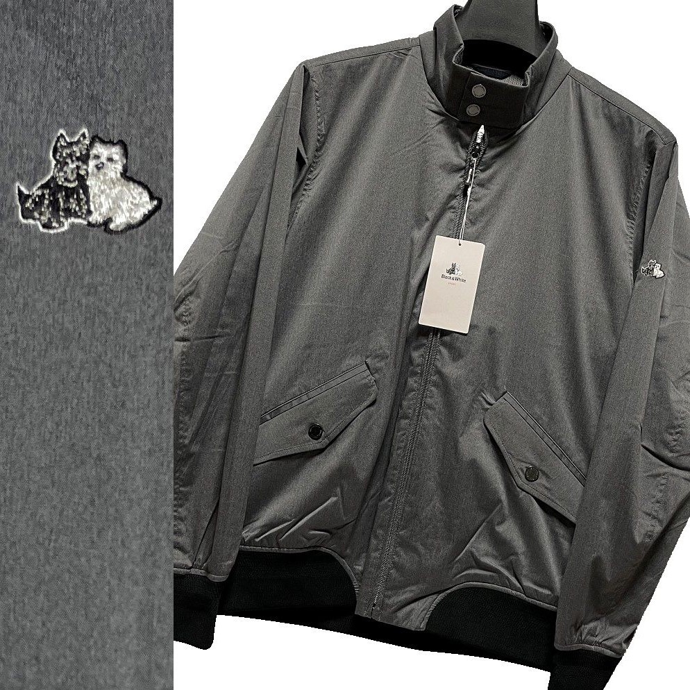新品 BLACK & WHITE ブラック&ホワイト WATER/WIND PROOF ドリズラーブルゾン M グレー系 ゴルフ スイングトップ 定価39，600円