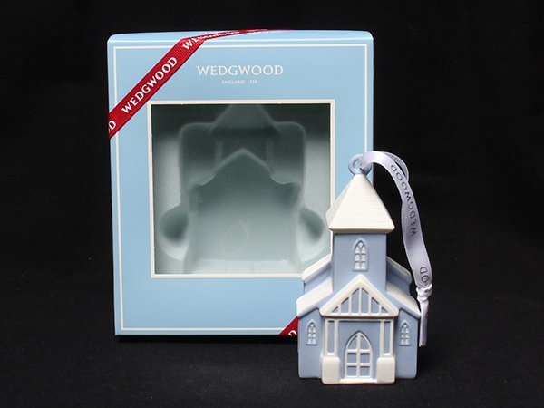 美品 ウェッジウッド クリスマスオーナメント チャーチ ブルー WEDGWOOD
