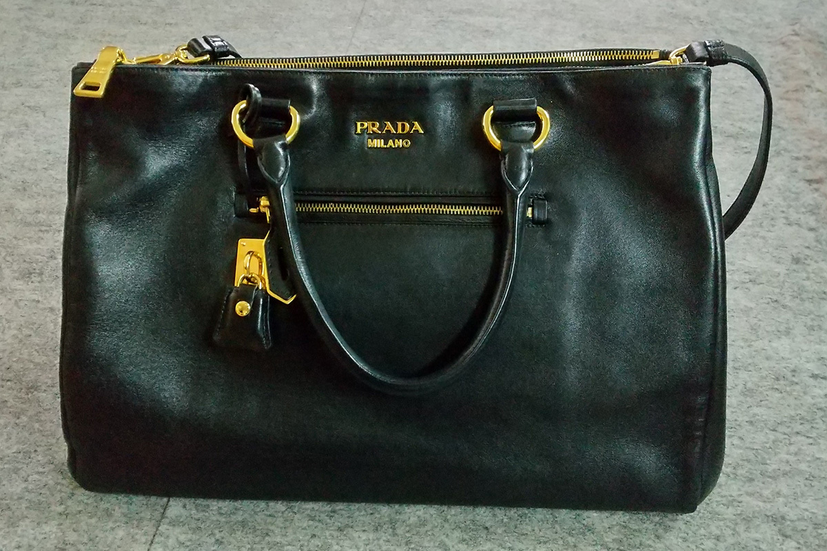 PRADA プラダ オールレザー 2way ボストンバッグ ゴールド金具 