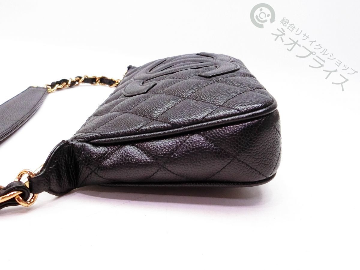 ◇S4433 CHANEL シャネル キャビアスキン マトラッセ デカココマーク 