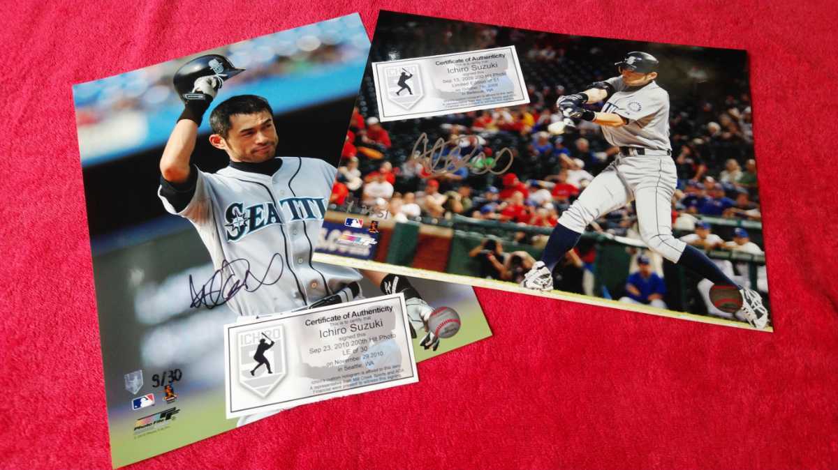 ☆イチローさん自筆サイン入り！①2009年＆②2010年シーズン200本安打