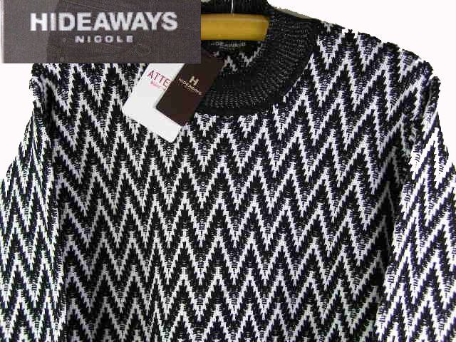 AW/50-XL/10，780(税込)〓NICOLE/HIDEAWAYS/ハイネック・セーター/黒＊白