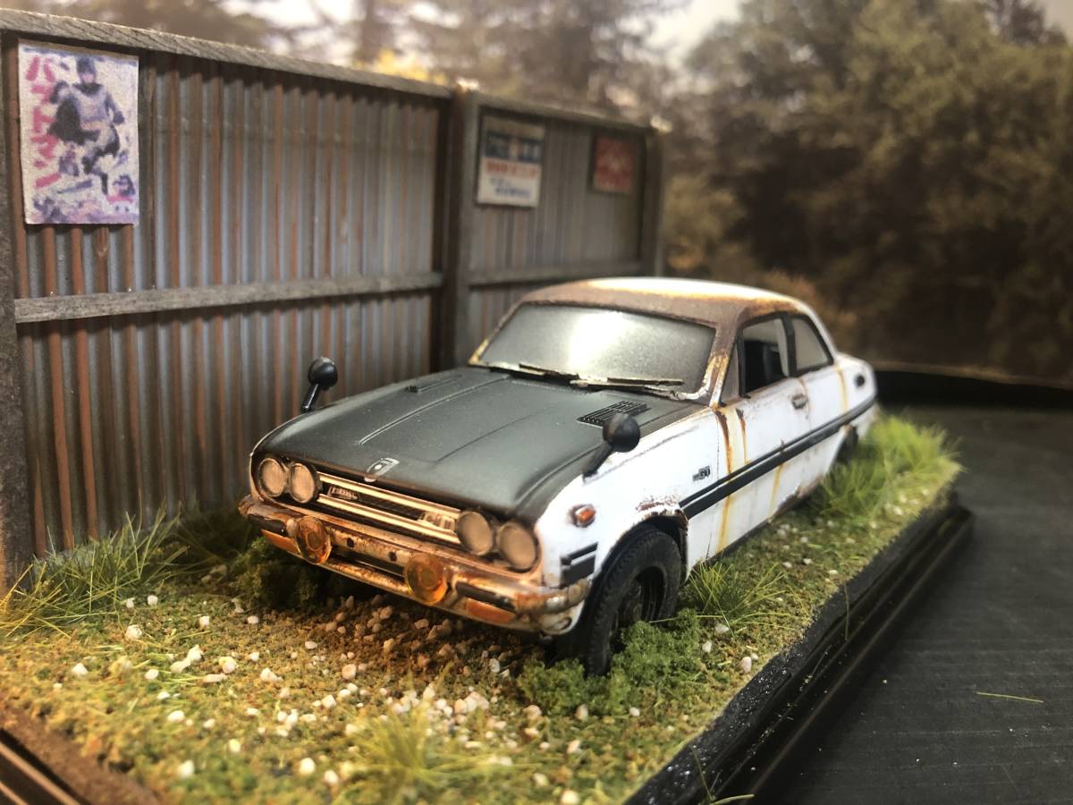 昭和レトロな風景 1/32 いすゞ ベレット 旧車 自作ジオラマ完成品 
