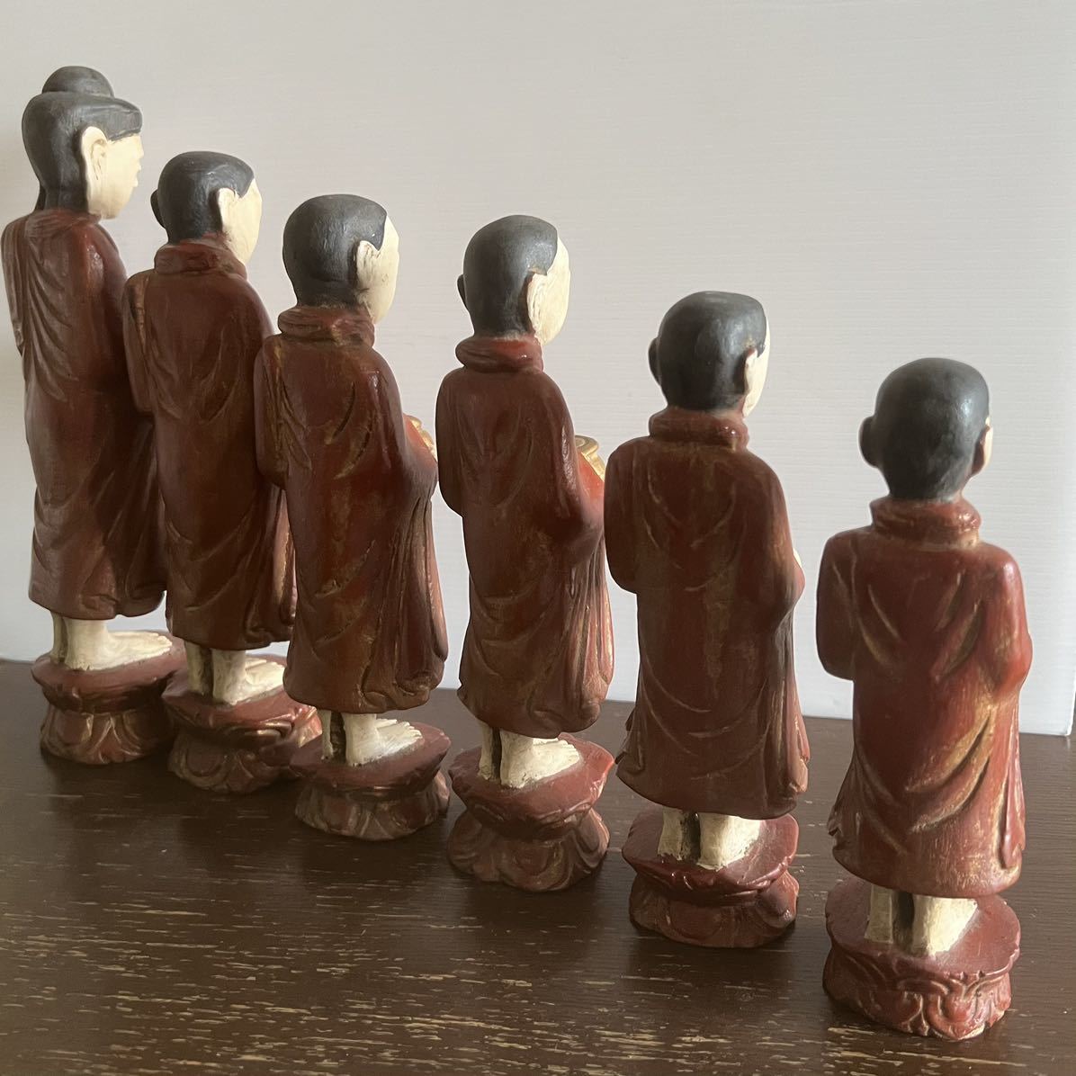 タイ木彫 仏像 6人僧侶像セット置物 オブジェ仏教美術 【公式通販】