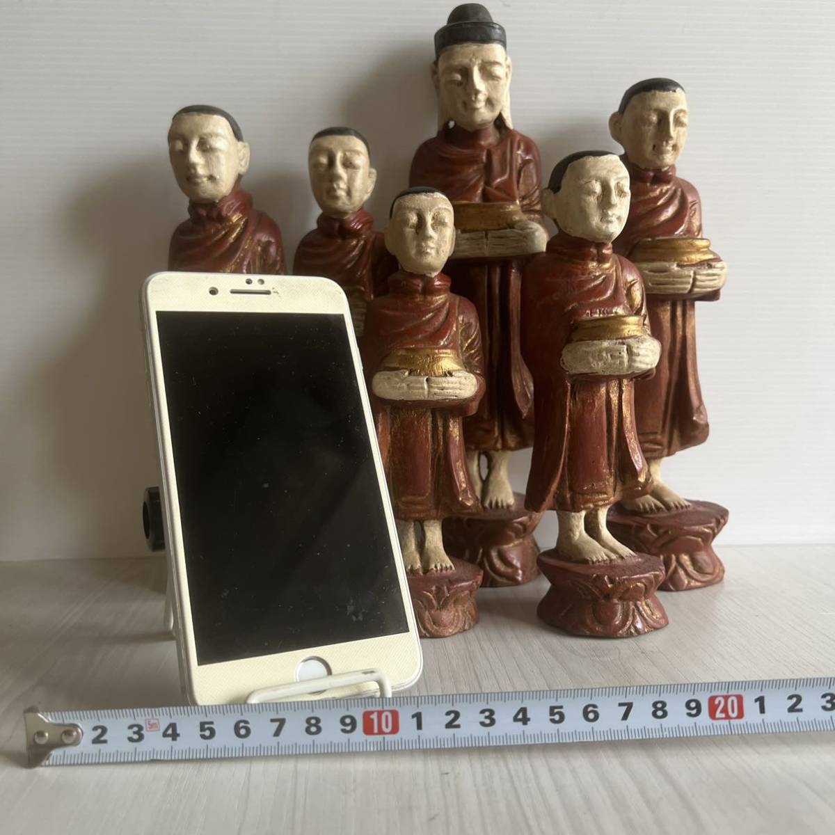 タイ木彫 仏像 6人僧侶像セット置物 オブジェ仏教美術 【公式通販】