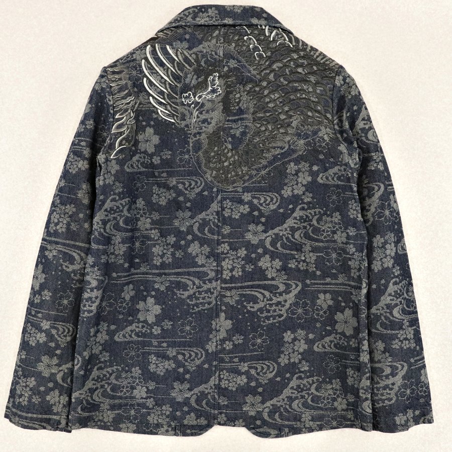 レディース 豊天商店 登り鯉×桜 デニムジャケット M 和柄 ジージャン G 