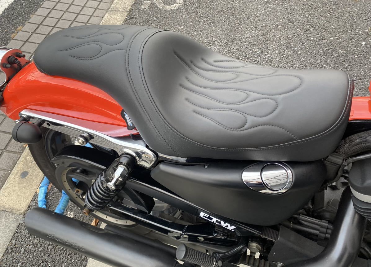 0804-0399 ドラッグスペシャリティーズ ダブルシート プレデター 04年以降 XL883 XL1200 スポーツスター ファイヤーパターン ドラッグスペシャリティーズ ダブル Drag XL1200T カフェスタイル (ダブルダイアモンド