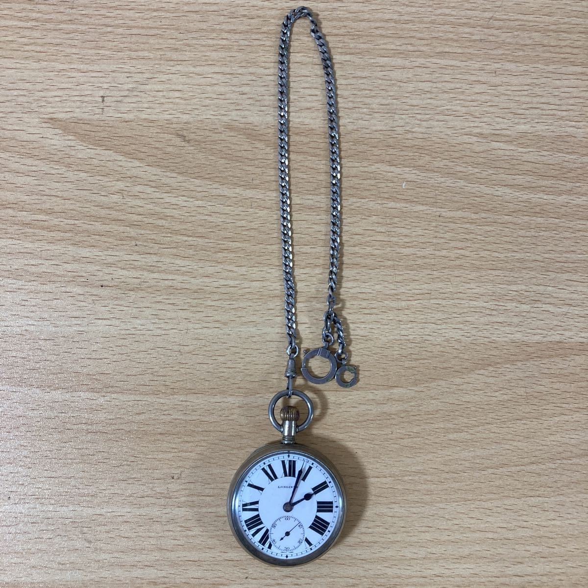 1円 ロンジン 手巻き 機械式 懐中時計 ポケットウォッチ ホワイト文字