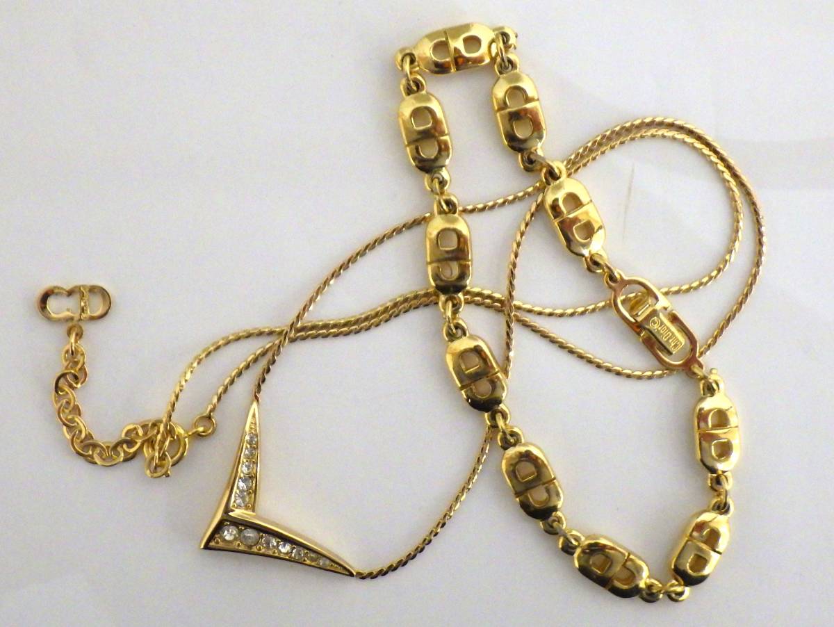 ＃688【ChristianDior】『クリスチャンディオール　ブレスレット＆ネックレスセット（金メッキ）』≪中古美品≫