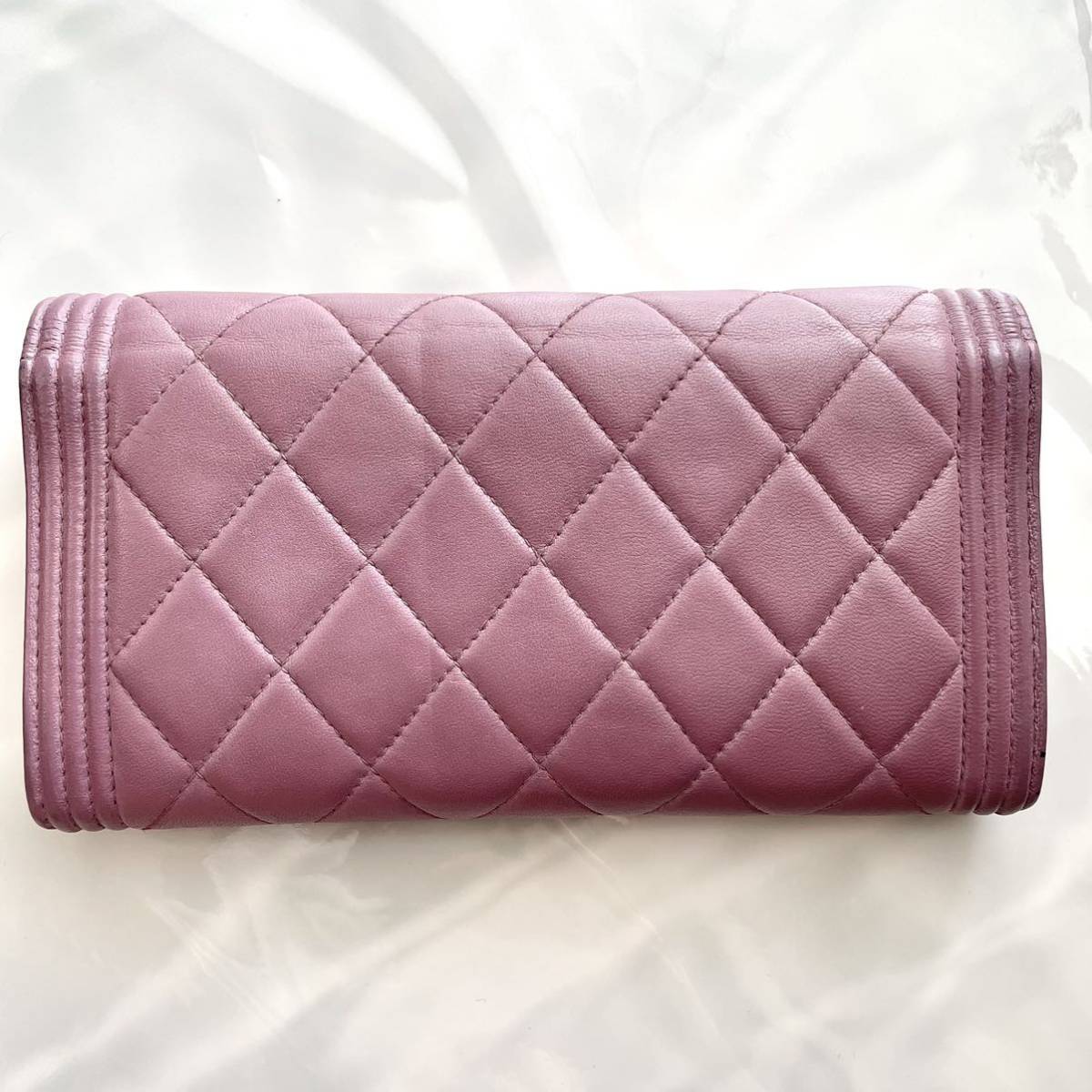 正規品 CHANEL シャネル 長財布 ボーイシャネル パープル ラベンダー 