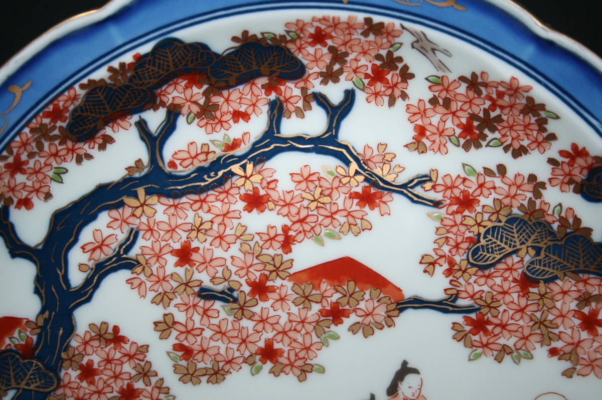 ⭐️ 波佐見焼 林九郎窯 金彩染錦 琳派 桜樹文 19cm 銘々皿未使用品