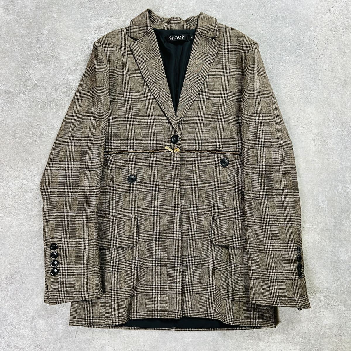人気SALE，正規品 1スタ 17AW SHOOP シュープ 変形テーラードジャケット 2way チェック柄 D94(Mサイズ)｜売買されたオークション情報、yahooの商品情報をアーカイブ公開 - オークファン Mサイズ