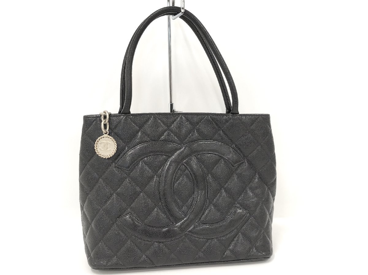 ○シャネル CHANEL キャビアスキン 復刻トート ブラック A01804 [Jコレ 