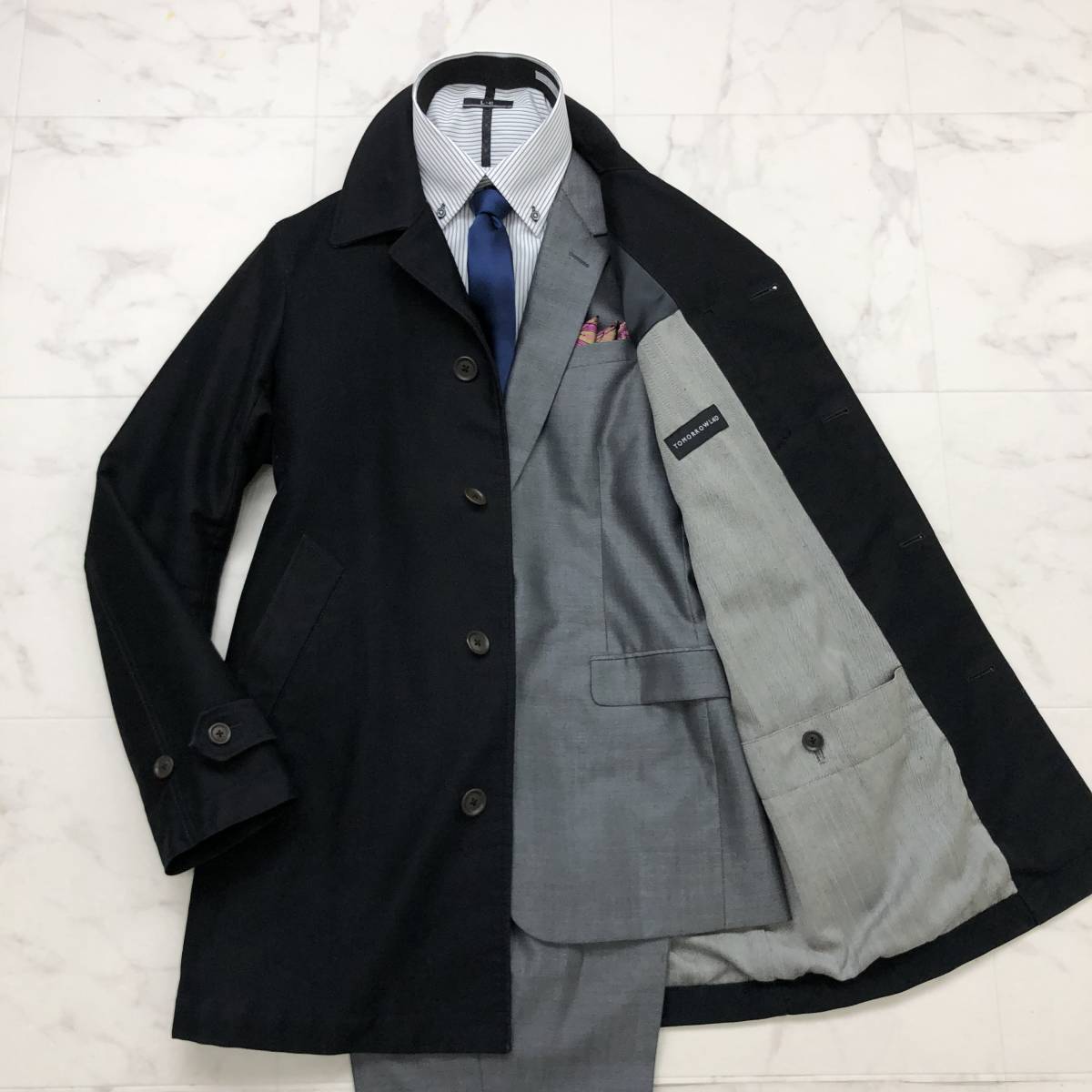 華やかな逸品☆バーバリー【BURBERRY】スタンドカラーコート メンズ L 