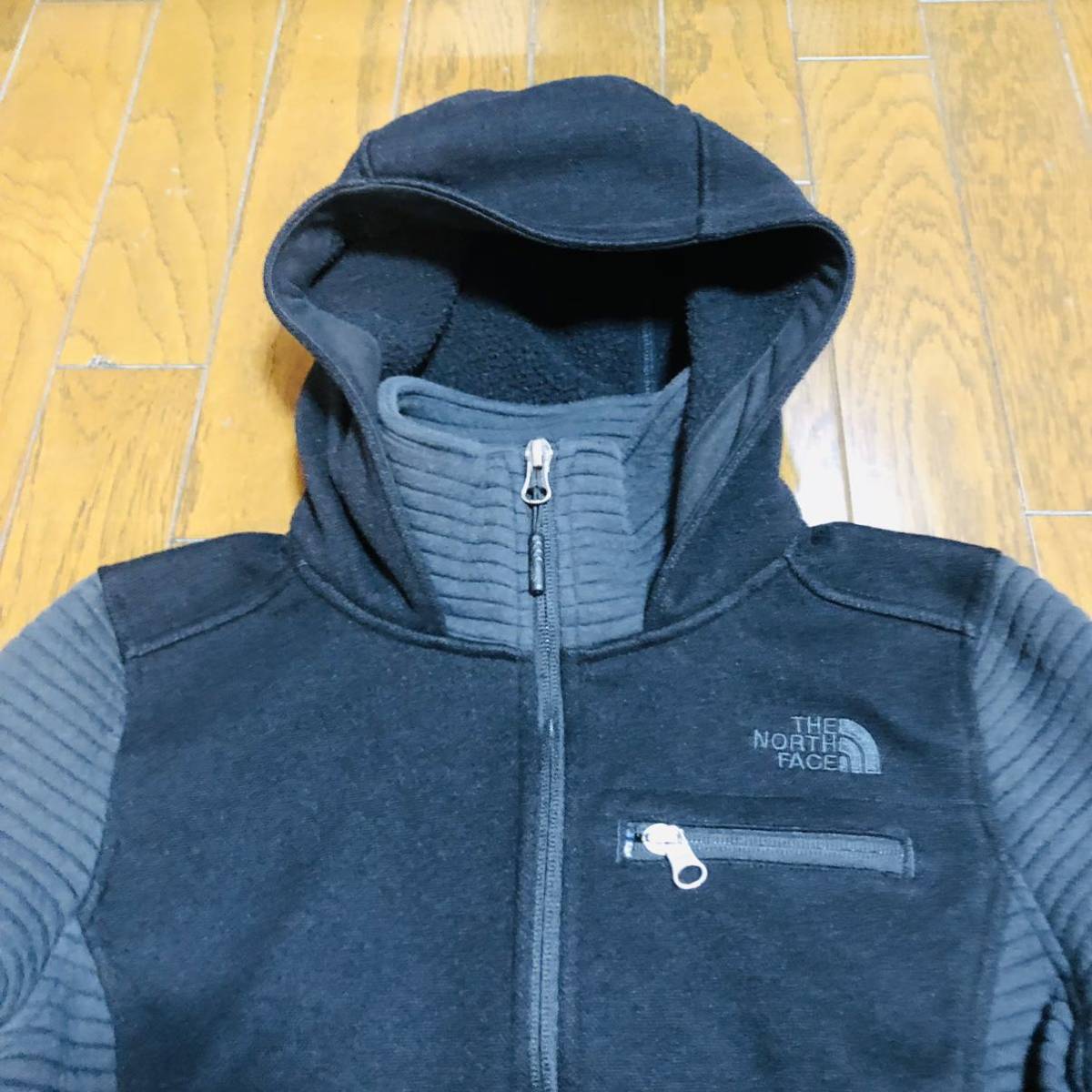 NORTH THE FACE メンズ FACEニット切り返しジップアップパーカー黒×グレー パーカー Zip Full ザ・ノース・フェイス Hoodie グレー ジップアップパーカー FACE」 「THE ジップアップ North