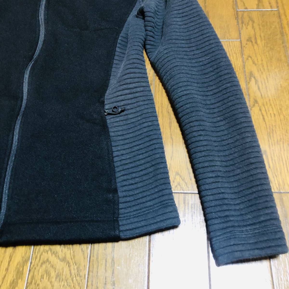 NORTH THE FACE メンズ FACEニット切り返しジップアップパーカー黒×グレー パーカー Zip Full ザ・ノース・フェイス Hoodie グレー ジップアップパーカー FACE」 「THE ジップアップ North