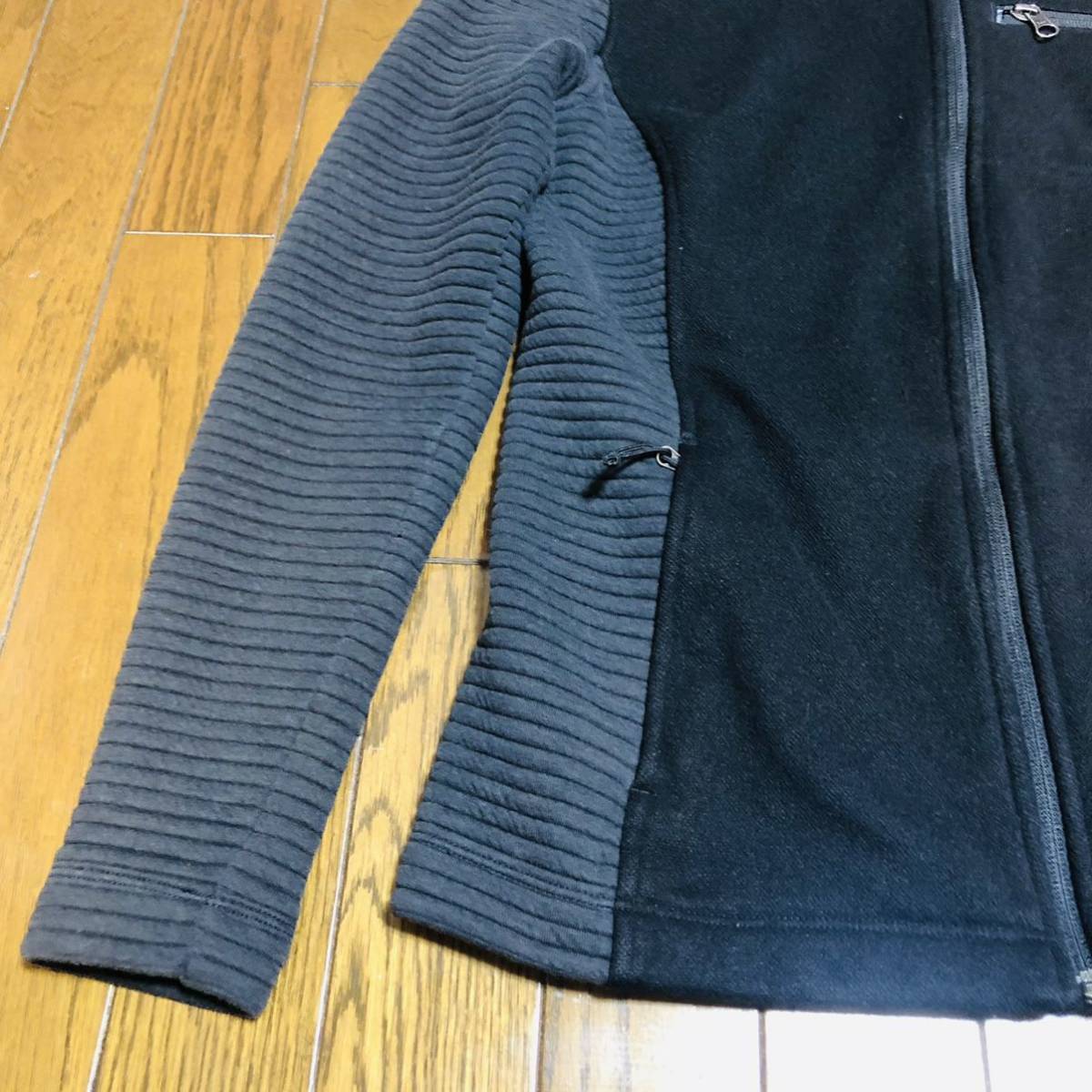 NORTH THE FACE メンズ FACEニット切り返しジップアップパーカー黒×グレー パーカー Zip Full ザ・ノース・フェイス Hoodie グレー ジップアップパーカー FACE」 「THE ジップアップ North