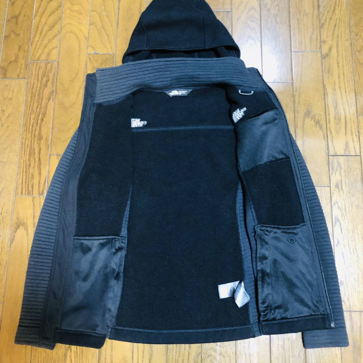 NORTH THE FACE メンズ FACEニット切り返しジップアップパーカー黒×グレー パーカー Zip Full ザ・ノース・フェイス Hoodie グレー ジップアップパーカー FACE」 「THE ジップアップ North