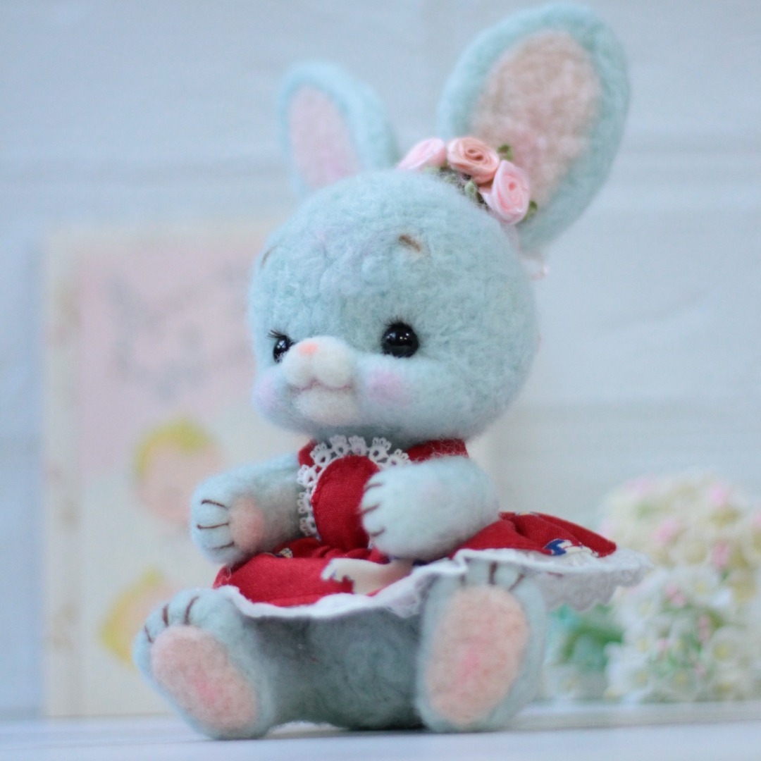 バニー うさぎ 羊毛フェルト ハンドメイド ビンテージ アニマル レトロ