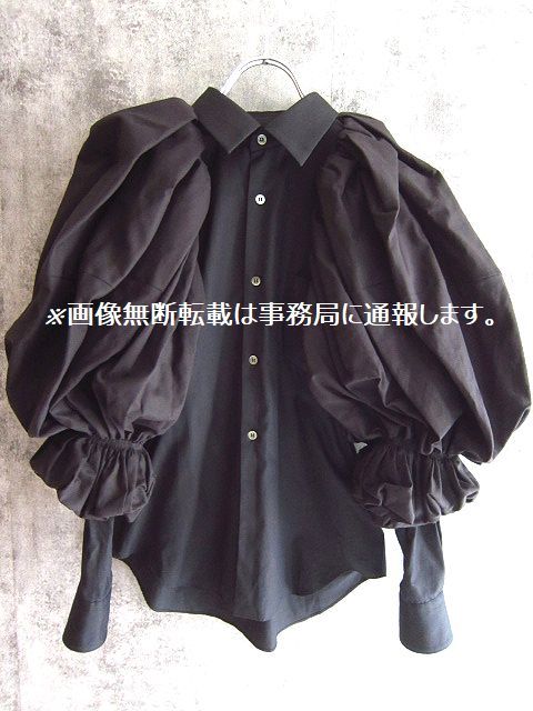美品 COMME des GARCONS コムデギャルソン☆Landscape of Shadow/モノクロームの風景期 ボリューム バルーン スリーブ ブラウス/シャツ XS