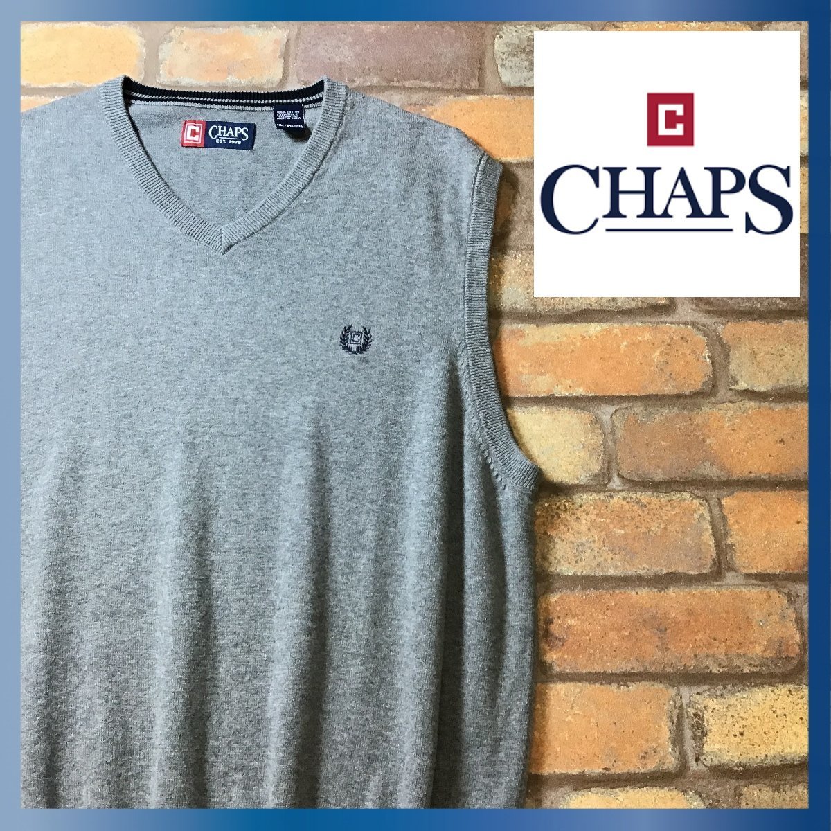  ME7-922 海外ビッグサイズ 良品&USA仕入 CHAPS チャップス 刺繍ロゴ Vネック ニットベスト メンズ XL グレー 灰 薄手 コットンニット(XLサイズ以上)｜売買されたオークション情報、yahooの商品情 XLサイズ以上