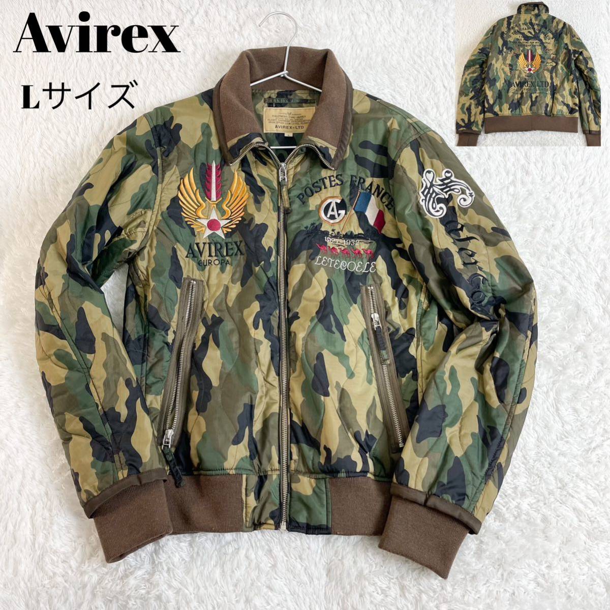 AVIREX Avirex ナイロンジャケット ベトジャン 迷彩 刺繍 ワッペン L