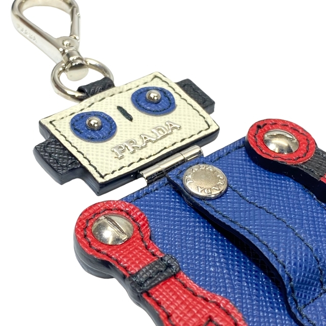 プラダ PRADA キーホルダー バッグチャーム - チャーム キーリング | PRADA(プラダ) ミニ ブラック レディース トライアングルロゴ ロボット &frasl; □新同□