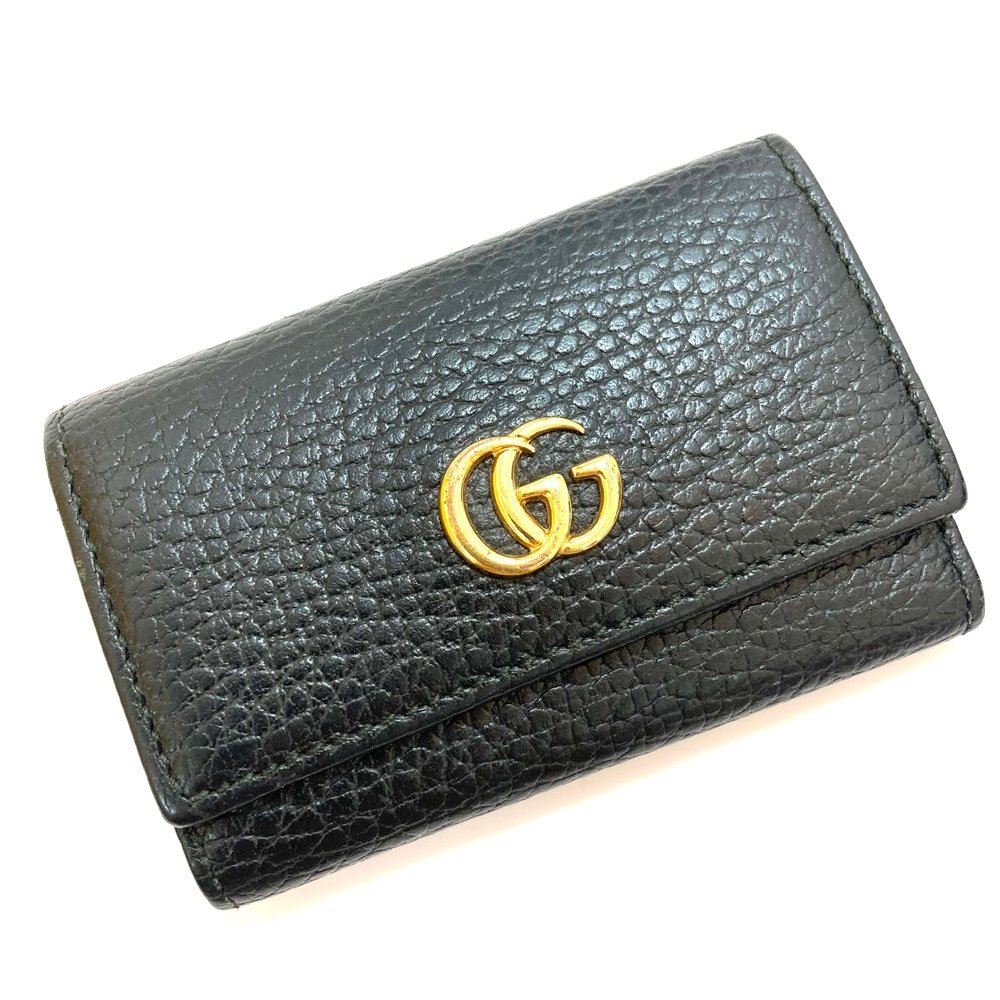 新品　GUCCI グッチ キーケース　マーモント　6連　456118 GUCCI◇456118/GGマーモント/6連キーケース/レザー/BLK/メンズ rm