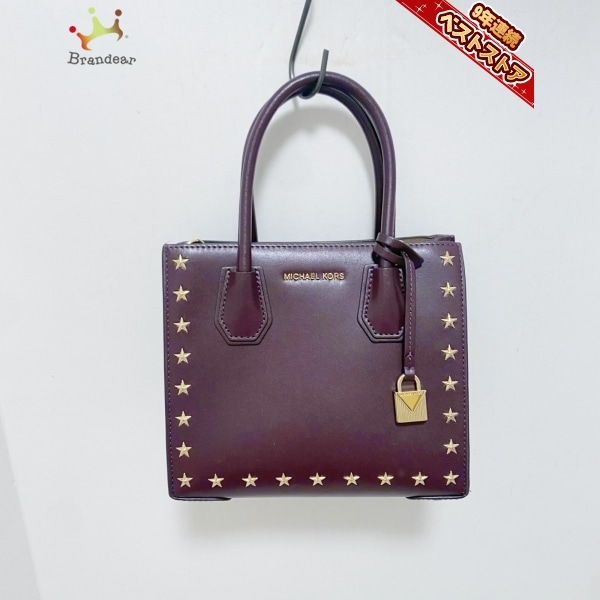 マイケルコース MICHAEL KORS トートバッグ - レザー パープル スタッズ 美品 バッグ