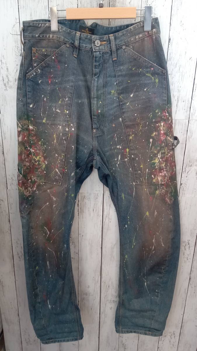 VIVIENNE WESTWOOD×Lee ビビアンウエストウッド×リー ペンキ柄 ジーンズ W30 L34 OVERALL JEAN ヴィヴィアンウエストウッド Westwood Vivienne 希少 ショートパンツ ヴィヴィアン・ウエストウッド×Leeのコラボレーションデニム