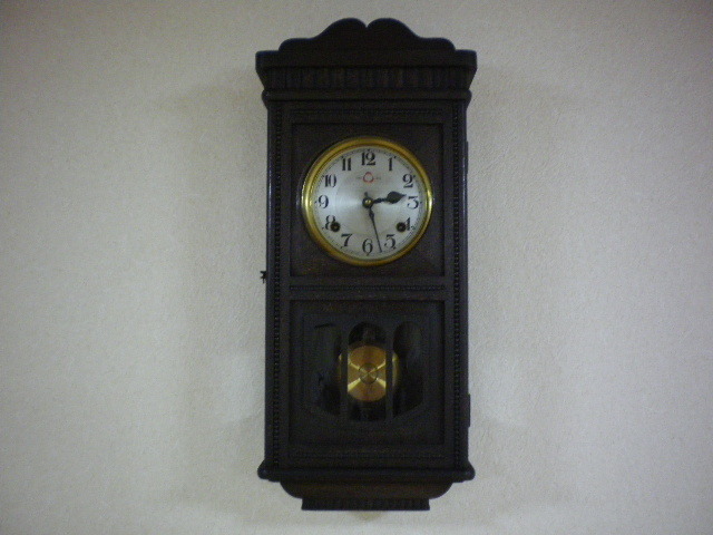 大日本ミカヅキ時計會社「戦前のゼンマイ式柱時計/超希少」チンチャン打ち ボンボン時計 振り子 昭和初期 レトロ 整備調整済 取説付き 美品_1