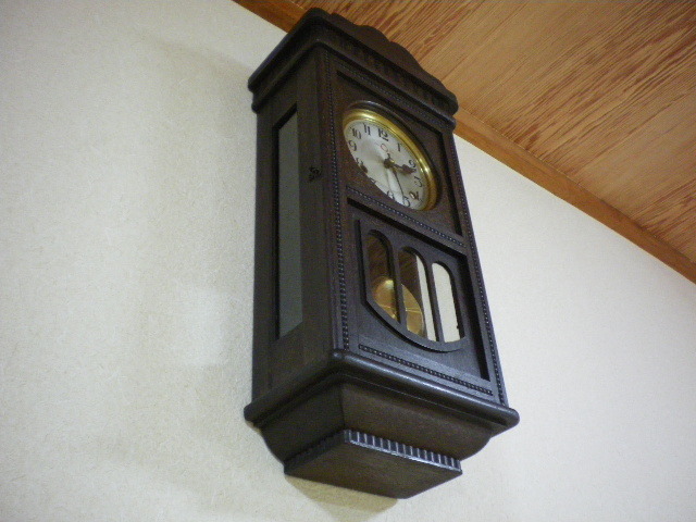 大日本ミカヅキ時計會社「戦前のゼンマイ式柱時計/超希少」チンチャン打ち ボンボン時計 振り子 昭和初期 レトロ 整備調整済 取説付き 美品_2