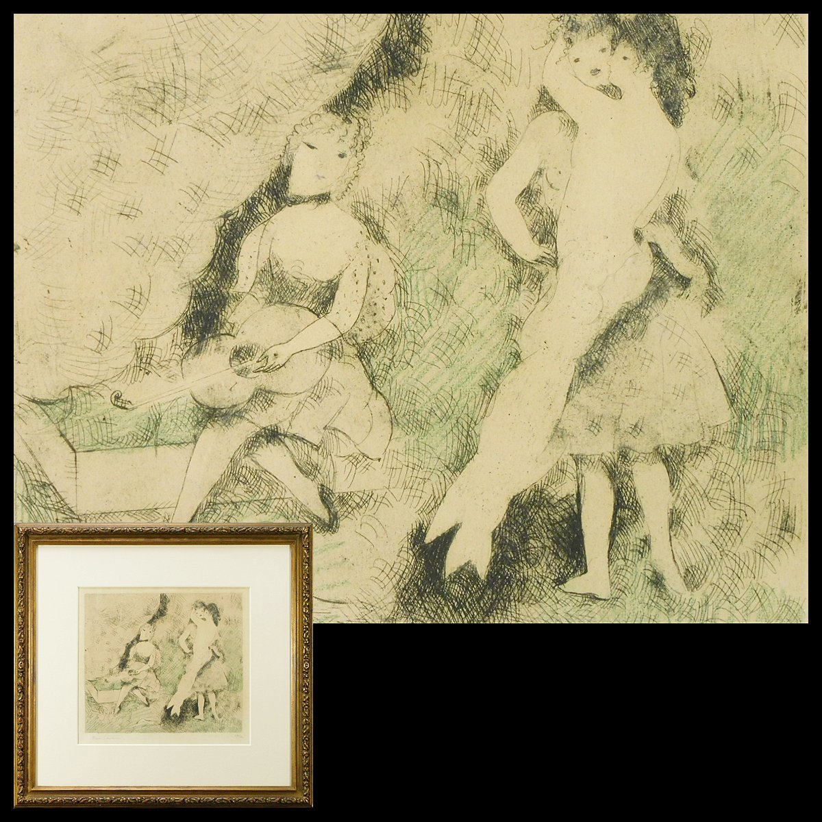 マリー・ローランサン 舞踏会 エッチング(銅版画)1927年 額装 画集掲載