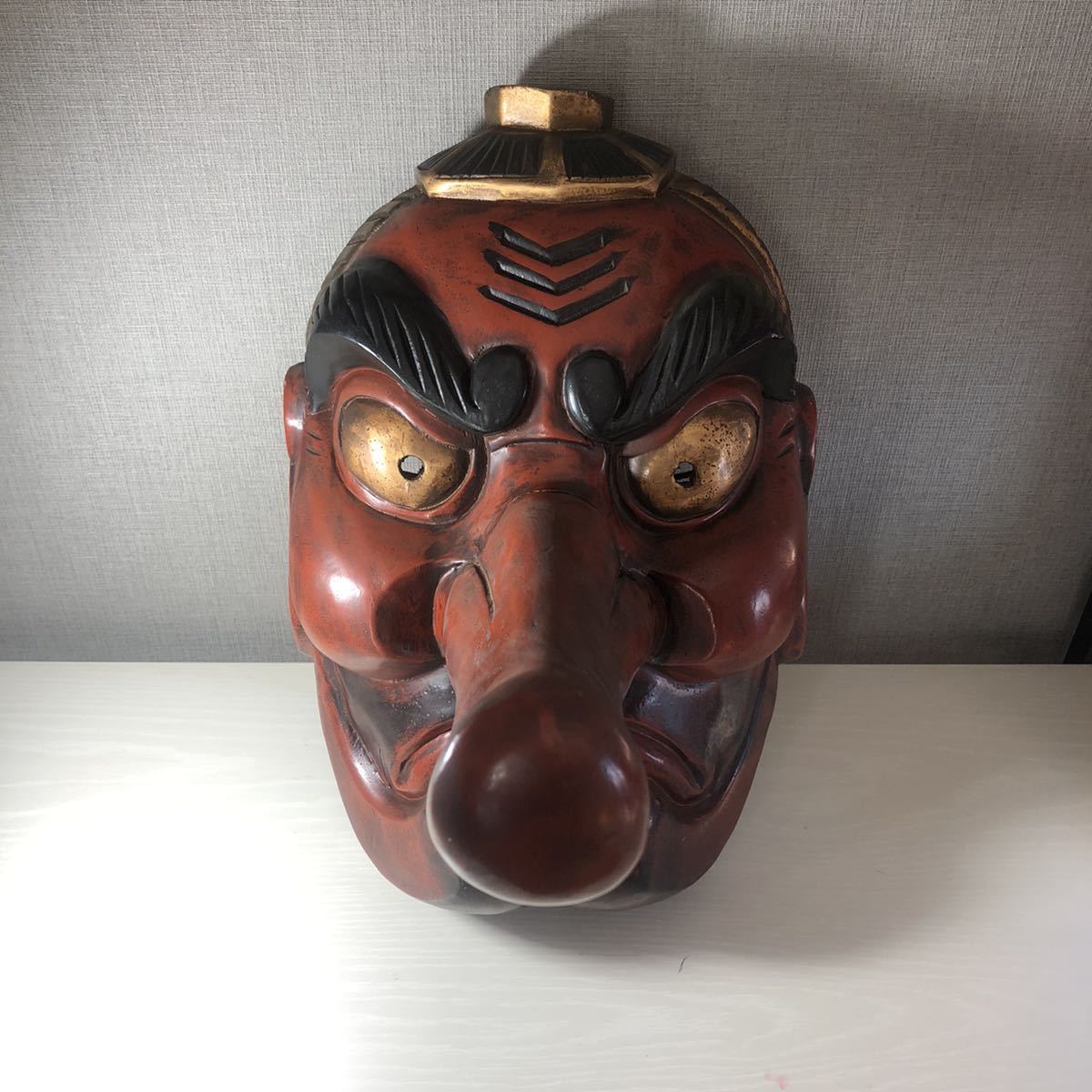 大型天狗 お面 木彫 魔除け 縁起物 天狗面 古民家 伝統芸能・重要無形