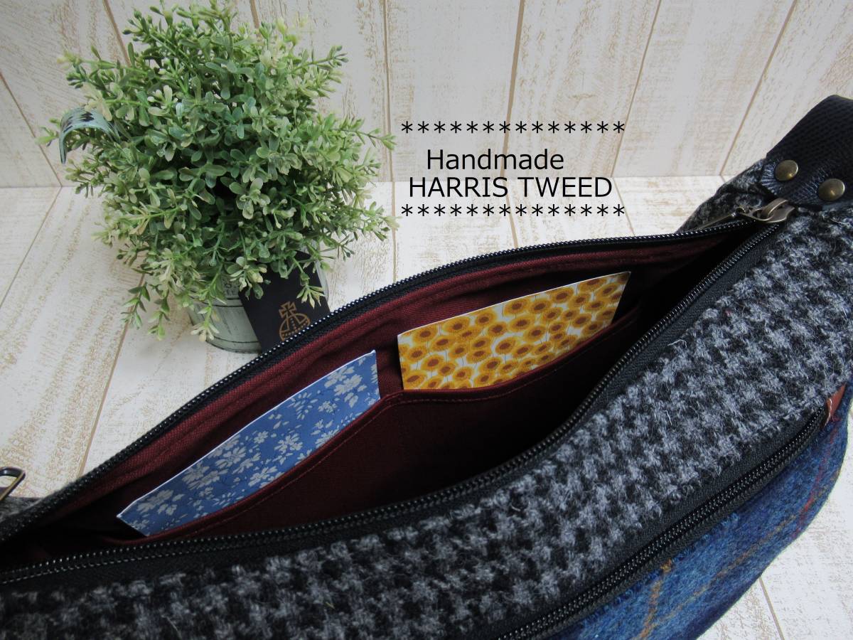 Handmade ☆HARRIS TWEED ☆ハリスツイード ☆三日月型ショルダー 